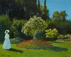 Claude Monet's Lady in the garden (1867) famous painting. Original from Wikimedia Commons. Digitally enhanced by rawpixel.
