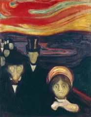 Edvard Munch's Anxiety (1894) famous paintings. Original from Wikimedia Commons.