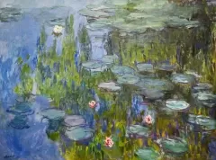 Claude Monet's Water Lilies (1915), famous vintage painting. Original public domain image from Digital Commonwealth. Digitally enhanced by rawpixel.

More:

 Original public domain image from <a href="https://commons.wikimedia.org/wiki/File:Claude_Monet_-_Seerosen.jpg">Wikimedia Commons</a>