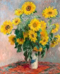 Bouquet of Sunflowers (1881) by Claude Monet, high resolution famous painting. Original from The MET. Digitally enhanced by rawpixel.