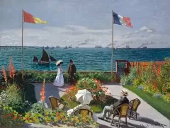 Garden at Sainte-Adresse by Claude Monet, high resolution famous painting. Original from The MET. Digitally enhanced by rawpixel.