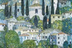 Gustav Klimt's Kirche in Cassone (1913) famous painting. Original from Wikimedia Commons. Digitally enhanced by rawpixel.