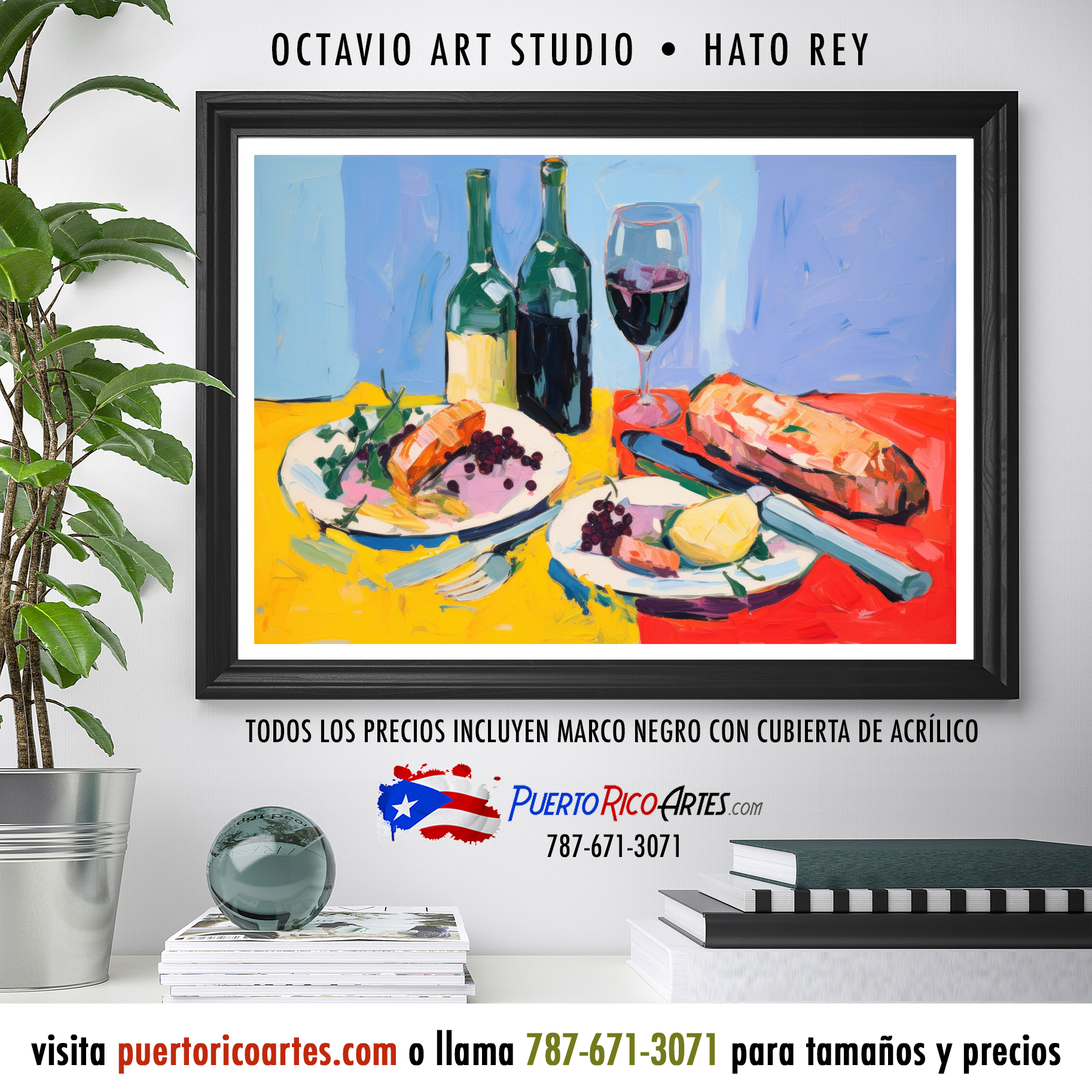 CO-003 Vinos y Comida Impasto - Octavio Art Studio - PuertoRicoArtes.com